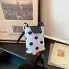 Bolso de Hombro Único de Lino con Parches y Diseño de Lunares Frescos, Bolso Cubo, Bolso para Debajo del Brazo de Mujer, Mini Bolso para Teléfono