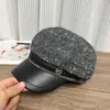 Chapéu Oitavado Novo Estilo Coreano Moda Pequeno Estilo Chanel com Aba de Couro para Mulheres, Chapéu Newsboy Versátil Elegante de Outono, Boina Artística Retrô