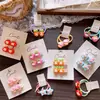 Laços de Cabelo Desenho Animado Fofos, Exclusivos Estilo Coreano Pacote com 2 Faixas de Cabelo de Frutas, Presilhas de Cabelo Xadrez Estrela para Meninas, Presilhas Bico de Pato Coloridas