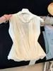 Blusa de Encaje con Cinta de Color Sólido Suave Estilo Francés, Diseño Versátil sin Mangas, Nuevo Estilo 2026