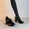 Zapatos Mary Jane de Charol con Punta Redonda y Tacón Alto, Estilo Francés, Modelo Nuevo 2026 para Mujer con una Sola Correa, Elegantes y Adelgazantes, Zapatos de Salón de Moda