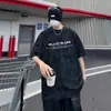 Estilo Roto Desgastado Estilo Americano Calle Principal Camiseta Tie-Dye Pesado para Hombre de Gama Alta Atractivo Sucia Manga Corta Manga Siete Puntos Camiseta