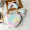 Bolso de Felpa de Corazón Colorido, Bolso de Hombro Único Sobaco para Mujer, Nuevo Bolso con Forma de Corazón 2024, Bolso de Mano Cruzado con Cadena