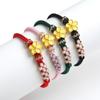 Vietnam Flor de Durazno Dorado Cuentas de Transferencia Cuerda Roja Latón Chapado en Oro Nudo de Flor de Durazno DIY Pulsera con Cuentas Pulsera para Pareja