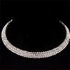 Collar, pendientes, pulsera, anillo, traje de novia para mujer, N4674, de lujo, estilo europeo y americano, con tres filas de diamantes.
