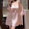 Dulce Princesa Sexy Camisón Encaje Lazo Tirantes Primavera y Otoño Pijama Verano Seda de Hielo Estilo Lujuria Pura Almohadilla para el Busto
