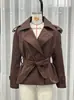 ¡Pedido de Comercio Exterior! Ropa de Mujer Europea y Americana de Venta Caliente Nueva en Aliexpress, Gabardina Británica con Cinturón y Solapas Grandes