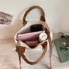 Bolsa Tote de Lona Gruesa Estilo Coreano de Alta Calidad con Textura para Viajes Diarios Artísticos Portátil Estudiante Escuela Bolso de Hombro Único para Mujer