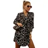 Vestido Chemise de Outono e Inverno 2021 Europeu e Americano Novo ebay Amazon com Cinto na Cintura Manga Longa Estampado de Botão Único