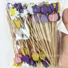 Espetos para Bolo de Sobremesa, Garfos de Frutas, Espetos para Frutas Cristalizadas, Espetos de Bambu Descartáveis com Formato Fofo para Festa de Feriado Atacado