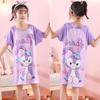 Camisón de verano para niñas, pijama de manga corta para niños, falda fina y dulce de estilo coreano, falda para niñas de talla mediana y grande, ropa de casa para niños