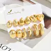 6 pares de aretes de traje estilo europeo y americano dorados retro en forma de C personalidad exagerada geométricos en forma de corazón redondos de retención de color venta al por mayor