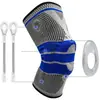 Rodillera de resorte de silicona transfronteriza, rodillera de soporte con almohadilla de silicona absorbente de impactos y soporte de resorte dual para baloncesto y montañismo