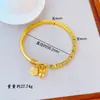 Pulseira de pingente auspicioso com banho de vácuo Pulseira aberta sólida chinesa Pulseira de cadeado de sorte e longevidade Ornamentos de imitação de ouro