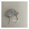 Sombrero de Pescador para Bebé Estilo Delgado de Primavera y Verano para Niños Pequeños, Niños y Niñas, Visera de Ala Ancha con Lazo, Sombrero de Cubo a Cuadros para Bebés con Protección Solar