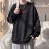 Moletom com Capuz Redondo Tie-dye Retrô Bordado de Letras Masculino Outono Tamanho Plus Marca Tendência Top Juvenil Solto