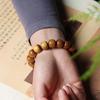 Pulsera de Madera Nanmu Dorada, Cuentas de Estilo Antiguo, Pulsera de Cuentas de Manzana de 15 mm, Cuentas de Nanmu, Pulsera de Madera Unisex para Juego Cultural