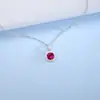 Colar de Rubi Vermelho, Prata 925, Pedras Preciosas Coloridas de Cultivo, Efeito Clareador, Versátil para Uso Diário, Joias de Prata, Elegante e Atemporal, Não Desbota, Estilo Delicado