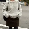 Falda de Lana de Cordero Blanca para Mujer, Nueva Otoño/Invierno 2025 de Cintura Alta Adelgazante Engrosada de Línea A Bodycon Corta