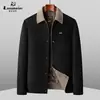 Chaqueta ligera de lujo para hombre de chenilla para otoño e invierno con relleno de plumón, solapa de color contrastante, prenda exterior cálida y casual para hombres jóvenes y de mediana edad