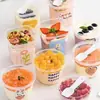 Vaso desechable para pudín de alta transparencia, resistente al calor, con tapa y cuchara, vaso para postre de grado alimenticio, vaso para gelatina para hornear, apto para horno