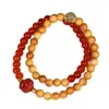 Pulseira Dupla Camada DIY de Sândalo Dourado, Pulseira de Contas de Madeira, Contas de Oração, Ágata Vintage, Joia Estilo Étnico Estrela e Lua