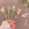 Accesorios para el cabello con flores antiguas para mujer, horquilla para el cabello con flor de cerezo de primavera y verano, horquilla con borlas para caminar Hanfu de alta calidad, horquilla para el cabello, horquilla para cheongsam