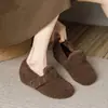 Zapatos estilo Birkenstock para mujer con aumento de altura oculto y forro de felpa, nuevo estilo de invierno 2026, calzado cálido para exteriores, pantuflas de pelo, sin cordones, zapatos de algodón con forma de frijol