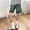 Shorts Jeans Retrô Americano para Mulheres, Estilo Fino de Verão 2025 Novo Cintura Alta Solto Modelador Reto Perna Larga Comprimento do Joelho