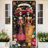 Decoración de Bandera para Puerta Día de Muertos Mexicano Transfronteriza Decoración de Entrada 90*180cm Bandera para Puerta Exportación Transfronteriza