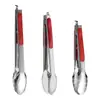 Clip de Acero Inoxidable con Mango Rojo, Mango de Agarre No Magnético, Pinza para Alimentos, Pinza para Barbacoa, Pinza para Pan de Cocina, Pinza para Buffet y Barbacoa