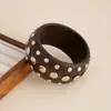 Joyería Transfronteriza Europea y Americana Moda Retro Remache de Estrella de Cinco Puntas Pulsera de Madera Ins Simple Elegante Combinable Joyería de Mano