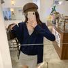 Foto Real de Cardigã Tricotado Falso de Duas Peças 6 Estilo Lã para Mulheres no Outono e Inverno com Design Slim Manga Longa