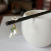 Estilo Mori Versátil Estilo Francés Retro Planta de Lirio del Valle Blanco Diseño Original Bonito Disco para el Cabello Pasador Adorno para la Cabeza Pasador de Madera