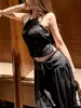 Deja que BrillesTop Corto de Verano para Mujer con Lentejuelas y Cuello Halter