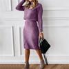 2026 Amazon Wish Ropa de Mujer Nueva Otoño e Invierno Europea y Americana Suéter de Punto de Cuello Alto Color Sólido Traje Falda