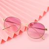 Gafas de sol de montura pequeña europea y americana de montura redonda metálica de borde grueso y a todo color, color océano, nuevas gafas de sol de moda