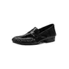 Se não for macio, venha me encontrar! Mocassins plissados de bico redondo para mulheres, estilo novo, vibe britânica, versáteis, estampa de enguia, couro genuíno, sapatos pequenos de couro