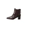 Botines Chelsea para mujer hechos de piel de oveja de plena flor, con tacón grueso y caña de altura media, un nuevo estilo otoño/invierno con punta cuadrada y un diseño de una sola tira a la moda, y un estilo de bota corta.