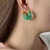 Caramelo de dopamina color de luz resina de lujo pendientes coloridos acero de titanio nicho exquisitos pendientes Maillard joyería en forma de U para mujer