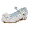 Zapatos de Princesa con Lentejuelas para Niñas, Zapatos con Lazo Estilo Primavera y Verano, Zapatos de Tacón Alto de Cristal para Niños para Actuaciones en Escenario