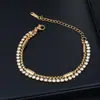 Pulsera de Tenis Cuadrada de Doble Capa Transfronteriza Europea y Americana para Hombres Doble Capa Apilada Lujo Ligero Acero Inoxidable de Alta Gama Accesorios de Joyería para Manos