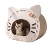 Nido de gato de fieltro, casa de gato semi-cerrada, adecuada para todas las estaciones, linda casa para mascotas