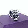 Anillo para hombre de acero de titanio con cuernos de Satán personalizados, calavera retro, anillo punk, joyería de comercio exterior al por mayor
