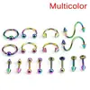 Fabricantes na Europa e nos Estados Unidos 16 conjuntos de joias para piercing mistas de aço inoxidável para lábio, orelha, sobrancelha, mamilo, língua