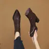 2026 Botas de Moda Estilo Coreano Otoño/Invierno Nuevas Impermeables con Plataforma y Tacón Alto para Mujer Tacón Grueso Suela Gruesa Botines Retro Punta Fina Botas de Moda