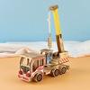 Una variedad de modelos de coches de madera, excavadoras de madera, juguetes para niños, vehículos de ingeniería de transporte, coches de madera al por mayor