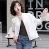 Jaqueta de Couro Biker de Pele de Ovelha Casual Vintage Solta Nova Feminina Outono 2026