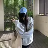 Sudadera con capucha de marca de tendencia retro simple japonesa y coreana para mujer, otoño e invierno, estilo coreano, holgada, de terciopelo, para estudiante, chaqueta cárdigan con cremallera