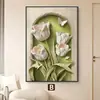 Pintura Decorativa para Sala de Estar Tulipa Estilo Creme Pintura de Parede para Pendurar Hall de Entrada Floral Retrô Francês Pintura de Parede para Fundo de Sofá Personalizado